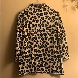 Tahari Mock Neck Leopard Print Sweater